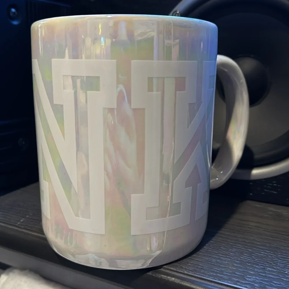 Victoria Secret PINK Oversized Huge Iridescent White Pearlized Mug
